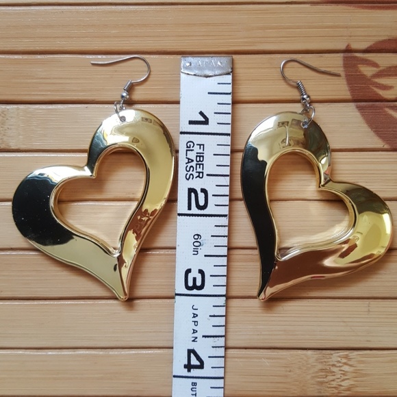 Golden Heart Earrings π - Picture 3 of 8